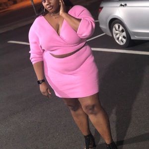 Pink Two Piece Sweater Set